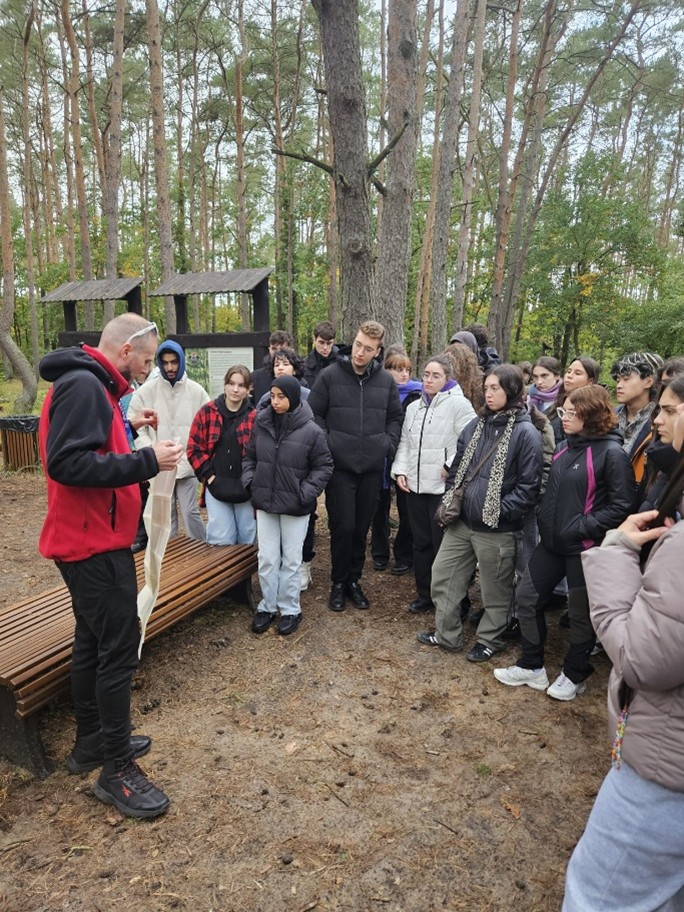 Group photo of students in the Crooked Forest