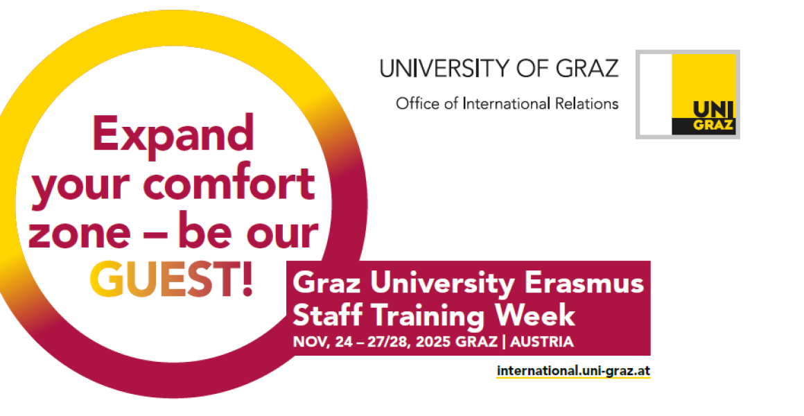 Graz University Staff Training Week, november 24-27/28 2025 Graz, Austria. Expand your comfort zone - be our guest!