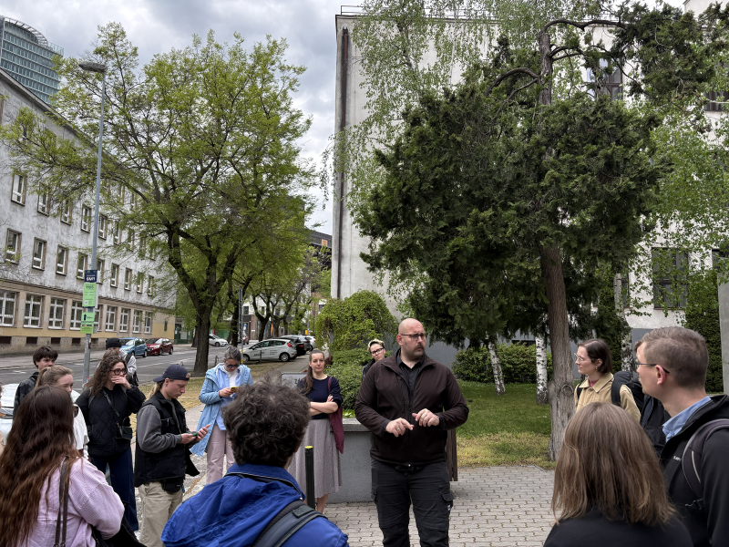 Group photo of the AMU students in Bratislava during the Erasmus Blended Intensive Programme
