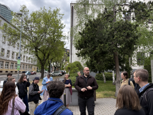 Group photo of the AMU students in Bratislava during the Erasmus Blended Intensive Programme