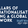 Baner wydarzenia 'Key Pillars of Internationalisation: Building a Global Framework'. Staff Week Erasmus+, 25-29 sierpnia 2025, Triest.