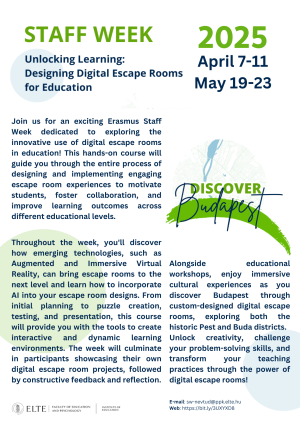 Erasmus Staff Week at ELTE Institute of Education (HU BUDAPES01) - Unlocking Learning: Designing Digital Escape Rooms for Education